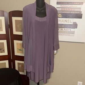 2pc set R&M Richards Lavender Dress with Sheer Detail